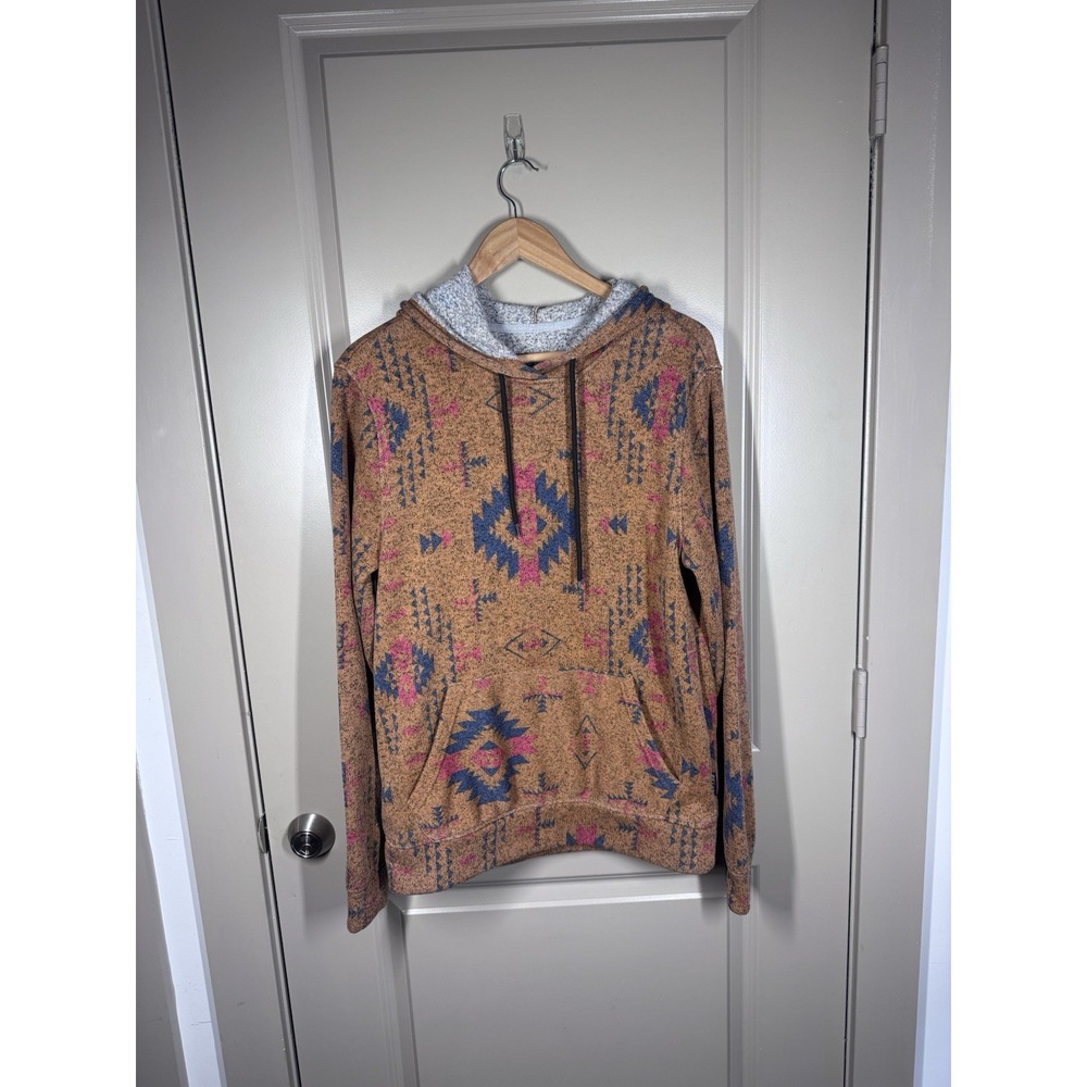BROOKLYN CLOTH COMPANY SOUTHWESTERN AZTEC PATTERN HOODIE W/POCKET UNISEX MEDIUM